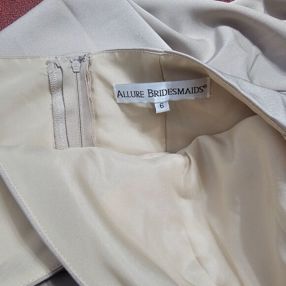 Allure Bridesmaids Floor Length Dress Sz 6 Champagne Trumpet Flare Wedding - Picture 12 of 12